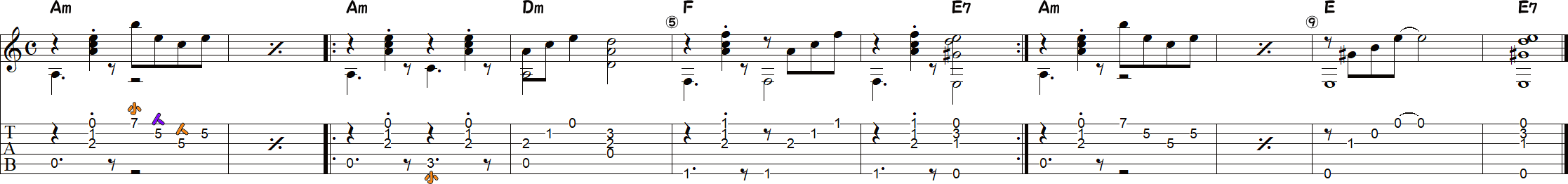 さくら（ソロギター10小節）の譜面
