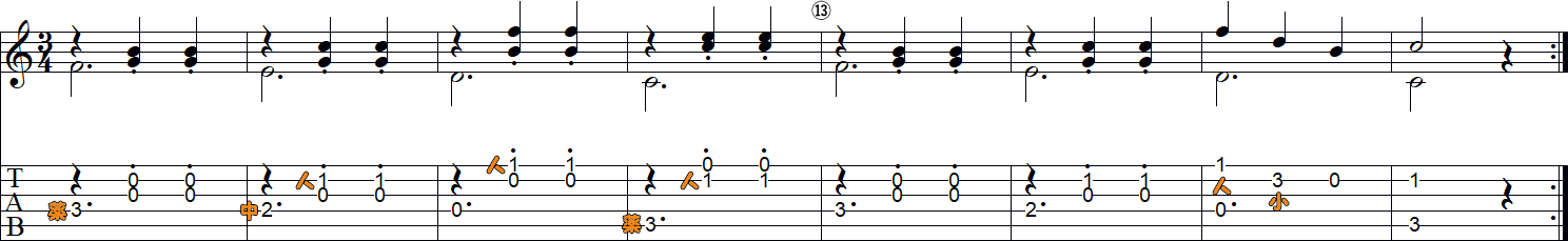 カルリのワルツ1(9～16小節目)の譜面