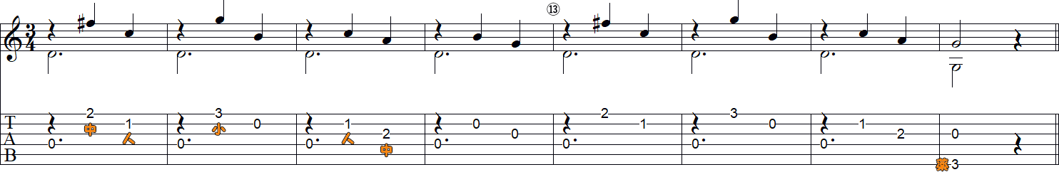 カルリのワルツ2(9～16小節目)の譜面