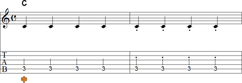 カッティング奏法1の2小節