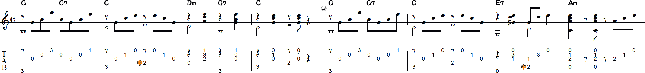ドナドナ（伴奏9～16小節目）の譜面
