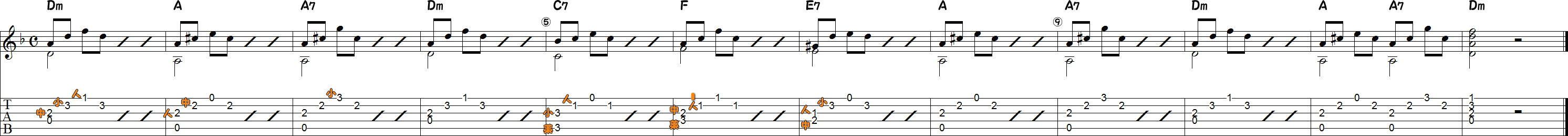 カルカッシのプレリュード3（12小節）の譜面