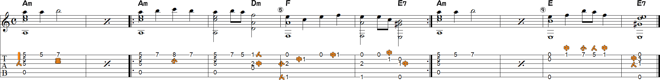 さくら（ソロギター10小節）の譜面