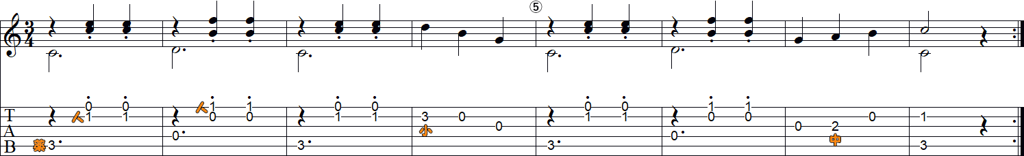 カルリのワルツ1(1～8小節目)の譜面