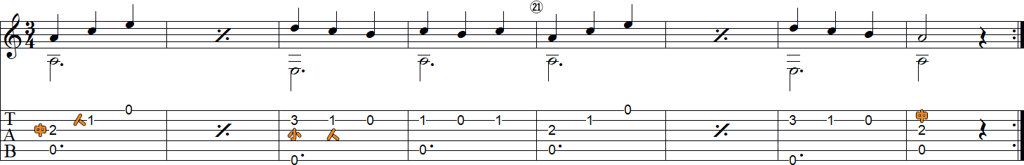 カルリのワルツ1(17～24小節目)の譜面