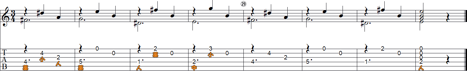 カルリのワルツ2(25～32小節目)の譜面